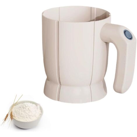 Tamis à farine électrique, idéal pour la pâtisserie, fonctionne sur piles, peut être utilisé pour tamiser le sucre glace, ustensile de cuisine pour la pâtisserie DIY (blanc)