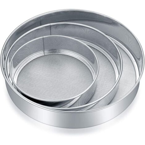 Tamis à farine en acier inoxydable, tamis à sucre glace, tamis à farine, tamis de cuisine à mailles fines, saupoudreur de farine pour la pâtisserie, la cuisine - 3 pièces, 3 tailles