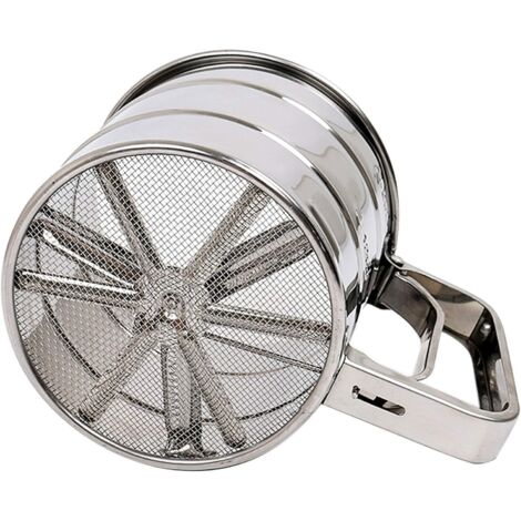 Tamis à Farine inox, Tamis de Farine - Sucre en Poudre Cacao Tamis, Tamis à farine d'une seule main, pour saupoudrer et saupoudrer finement, pour 250 grammes de farine/sucre en poudre - Avec échelle,