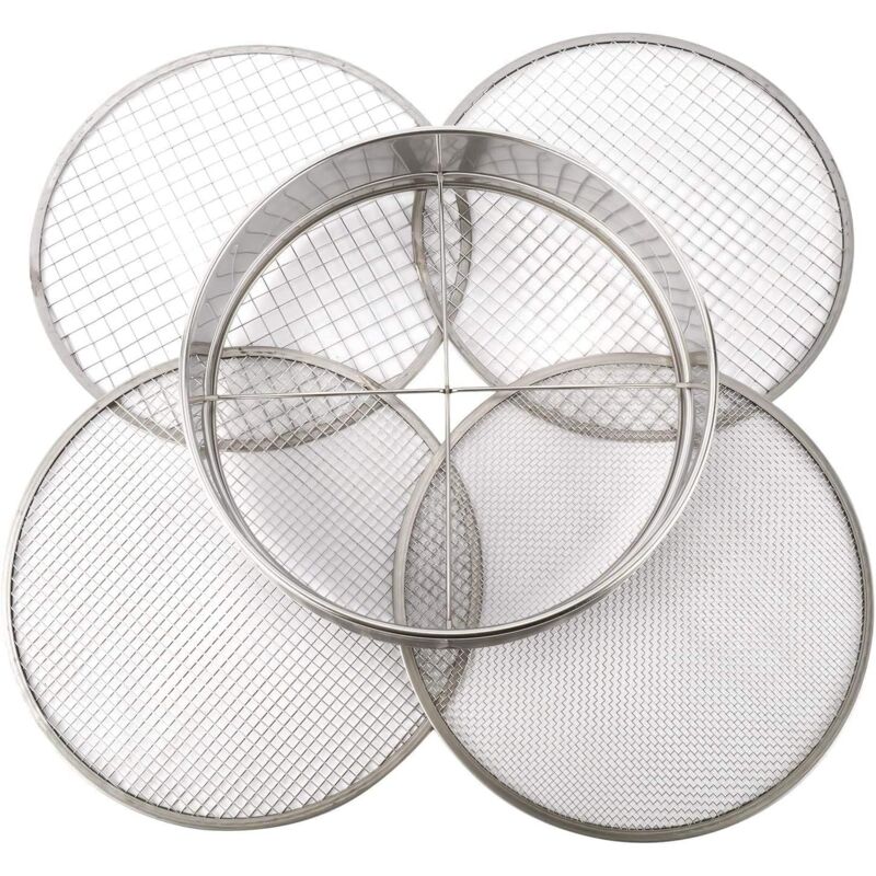 Tamis à mailles pour rempotage de jardin, énigme en acier inoxydable, filtre à sol mélangé, avec 4 tailles de maille interchangeables (3, 6, 9, 12