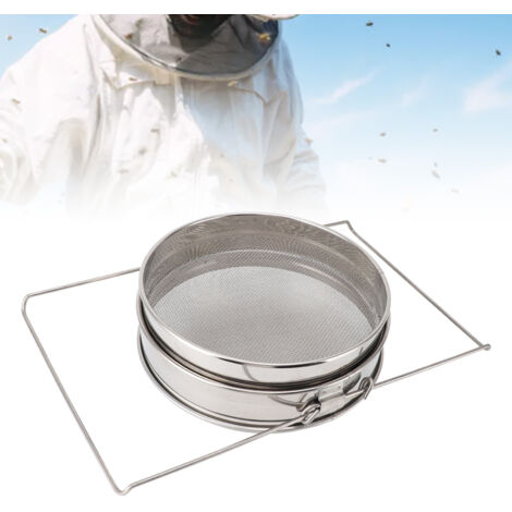 Tamis Double à Filtrer Le Miel en Acier Inoxydable - Tamis à Double Maille pour Extraction et Filtration du Miel - Outil d'Apiculture avec Bras Telescopique