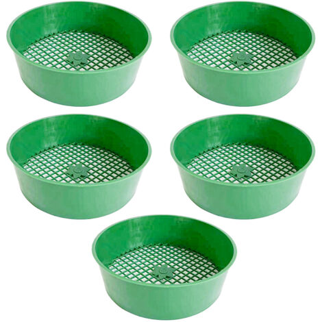 Tamiseur de Terre [5 Pièces Diamètre 16cm Maille 6mm] Plastique Vert pour Plantes Succulentes et Filtrage Gravier