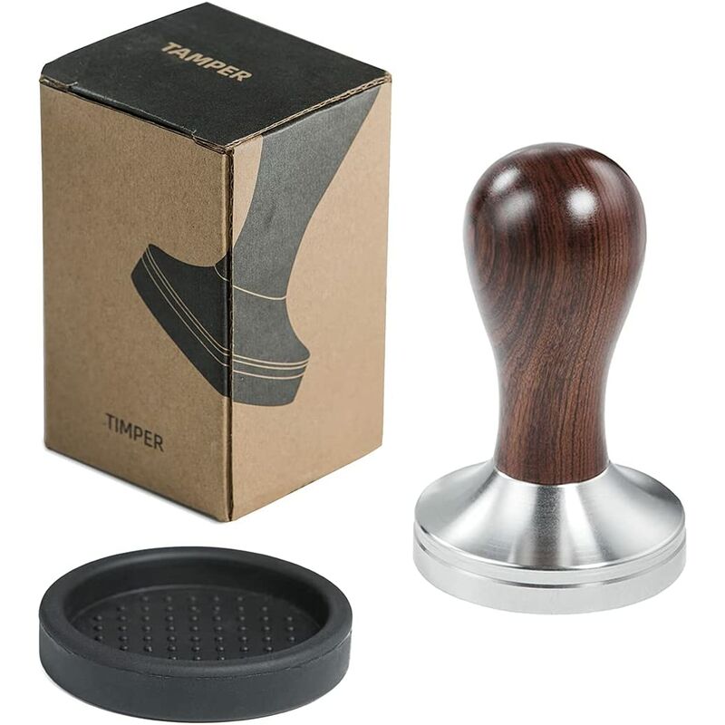 Tamper De Café De 51 Mm Con Alfombrilla De Acero Inoxidable 304, Base Plana, Mango De Madera Para Café Molido Barista En Oferta Tamper De Café De 51 Mm Con Alfombrilla De Acero Inoxidable 304, Base Plana, Mango De Madera Para Café Molido Barista