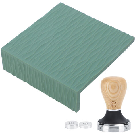 Tampon à Café 58mm avec Manche en Hêtre et Tapis de Tassement Vert pour Barista à Domicile