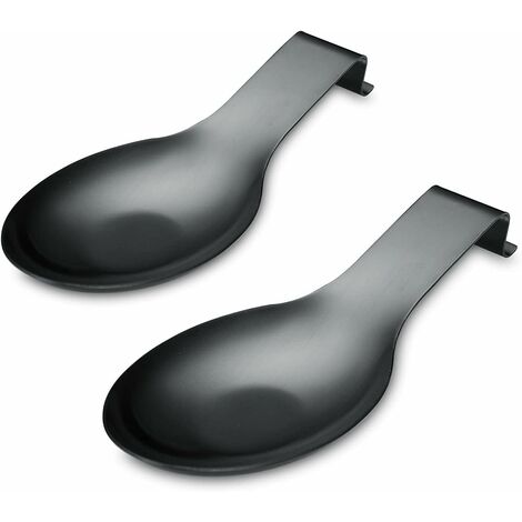 Tampon à cuillère en acier inoxydable ustensile étagère à étagère à la cuillère (noir) 2 pcs