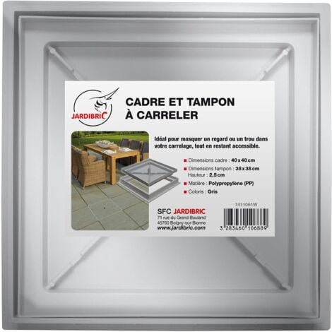 Tampon Creux à Carreler avec Cadre Jardibric Tampon 38 x 38 cmCompatible avec Regard en Polypropylène Renforcé Dimensions 40 x 40 cm