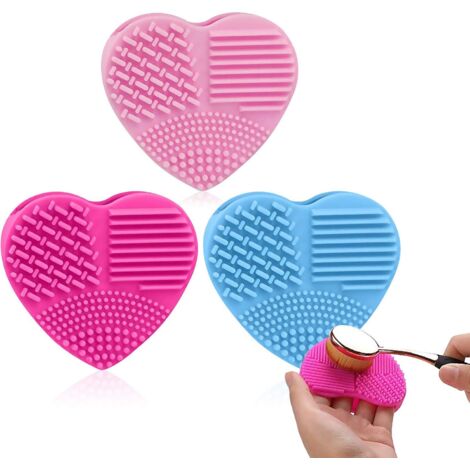 Tampon de nettoyage de brosse de maquillage en forme de coeur portable 3PCS,