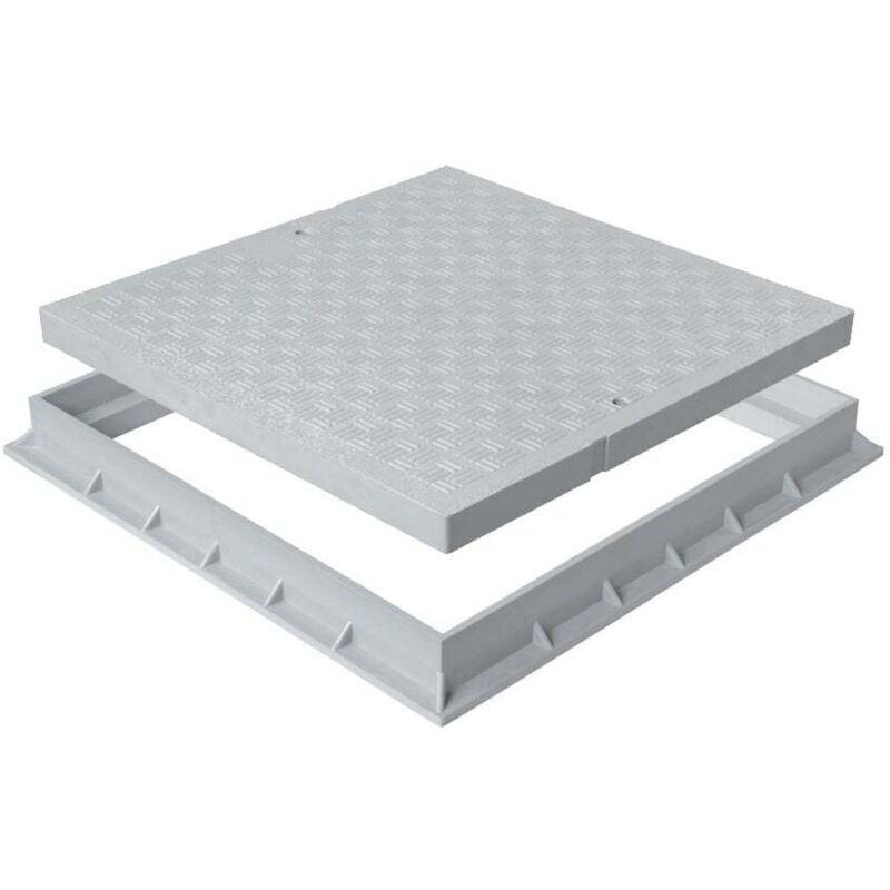 Tampon de sol pvc renforcé 383 x 383 mm avec cadre anti-choc 400 x 400 mm - Classe B125 - Gris - Série 2000 First Plast