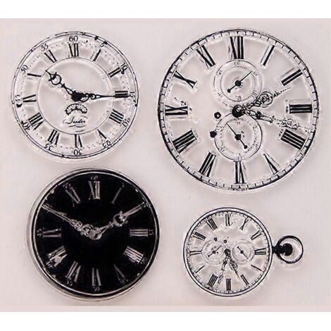 Tampon en silicone transparent en forme d'horloge pour scrapbooking et décoration d'albums photo.