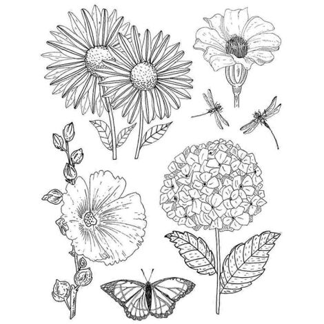 Tampon en silicone transparent Libellule et Fleurs - Idéal pour scrapbooking, gaufrage, album photo, décoration de cartes, loisirs créatifs et cadeaux faits main