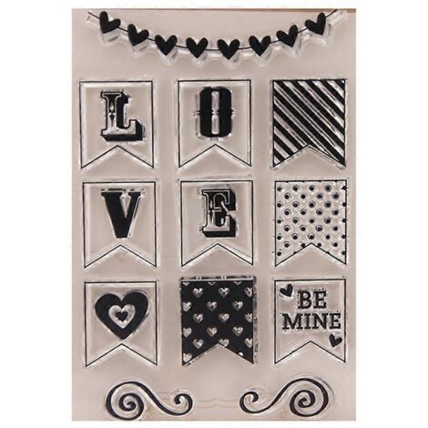 Tampon en silicone transparent « Love » pour album photo, scrapbooking, décoration de cartes et cadeaux