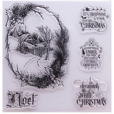 Tampon en silicone transparent Maison de Noël pour scrapbooking, gaufrage, album photo, décoration de cartes et loisirs créatifs