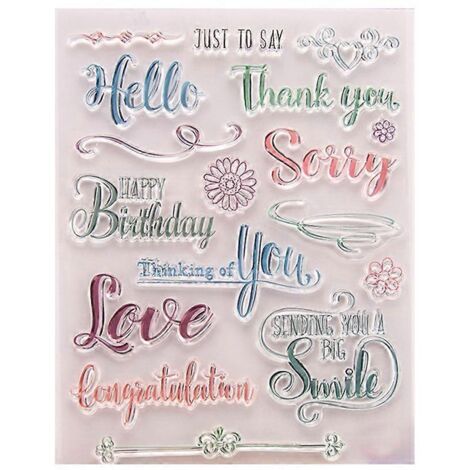 Tampon en silicone transparent « Merci » pour album photo, scrapbooking et cartes photo.