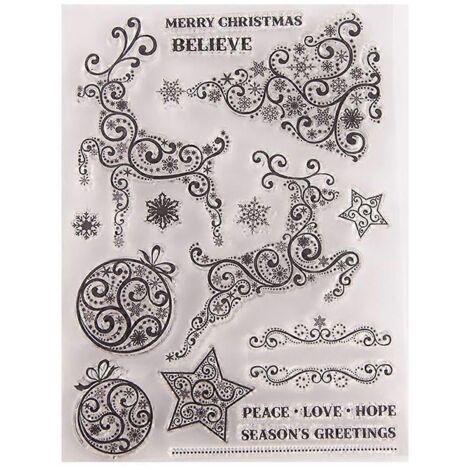 Tampon en silicone transparent motif cerf de Noël pour scrapbooking, gaufrage, album photo et cartes décoratives.