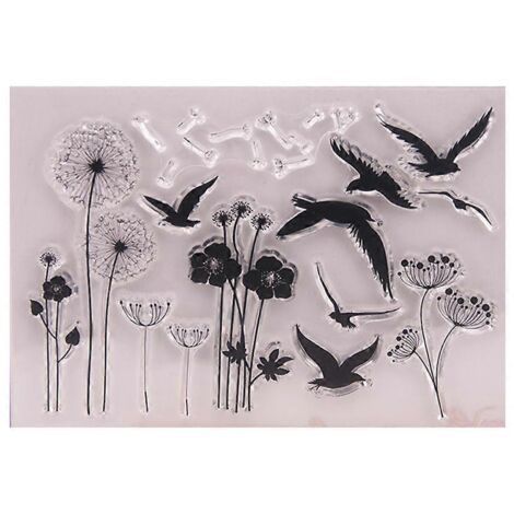 Tampon en silicone transparent motif pissenlit pour album photo, scrapbooking et décoration de cartes.