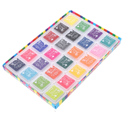 Tampon encreur 24 couleurs pour enfants - Accessoire de peinture à doigts et tampons