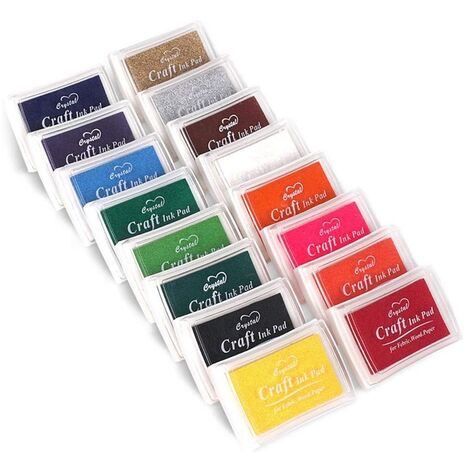 Tampon encreur pour tampons encreurs, tampon encreur pour timbres, papier, tissu en bois, 16 couleurs,WHITE
