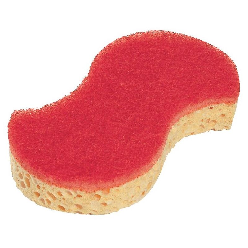 Ponge cellulosique Spontex 92 récurage avec abrasif à forme ergonomique 148x80x29mm blond rouge sachet de 10 pièces Spontex Professionnal