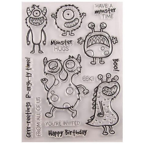 Tampon transparent en silicone Monster pour scrapbooking, gaufrage et album photo (décembre)