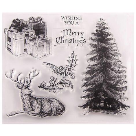 Tampon transparent en silicone motif sapin de Noël pour scrapbooking et album photo à gaufrer
