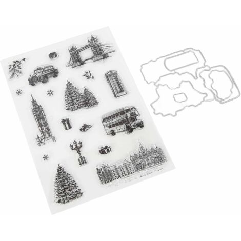 Tampon Transparent Réutilisable pour Scrapbooking et Album Photo - Motif de Noël avec Matrice de Découpe