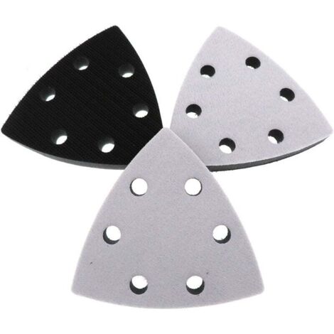 Tampone abrasivo di ricambio triangolare da 3 pezzi, 90 x 90 x 90 mm, tampone abrasivo di ricambio, 6 fori, tampone abrasivo triangolare (nero)