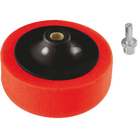 TAMPONE IN SPUGNA PLATORELLO PER TRAPANO 125 mm FILETTATO M14 GAMBO 8mm VALEX