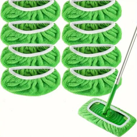 Tamponi per scope riutilizzabili, adatti per moci piatti, tamponi di ricambio lavabili, confezione da 8, colore verde.