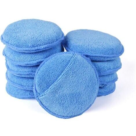 Tampons Applicateurs De Cire En Microfibre Ultra-doux AutoCare Avec Applicateur De Cire à Poche Pour éponge En Mousse Pour Applicateur De Cire De Voiture (bleu, Diamètre De 5 '', Paquet De 10)