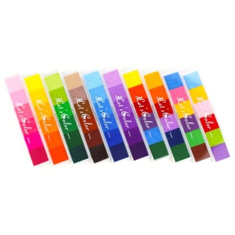 Tampons en caoutchouc pour enfants, tampons pour les doigts, 6 couleurs, longue bande dégradée, tampon encreur, éponge épaisse,As shown