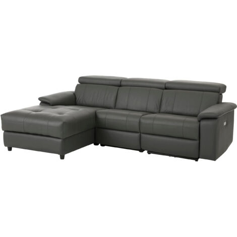 Tanaro-Chaise longue Canapé 3 places droite avec fonction électrique en PU gris