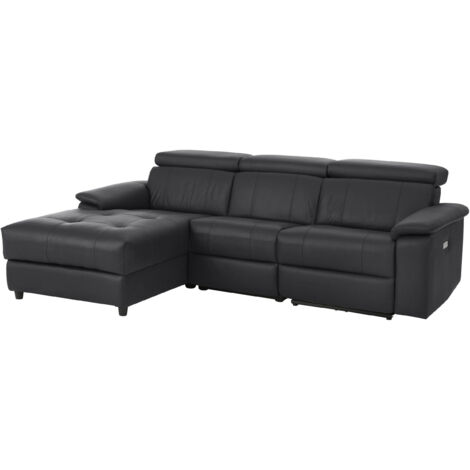 Tanaro-Chaise longue Canapé 3 places droite avec fonction électrique en PU noir