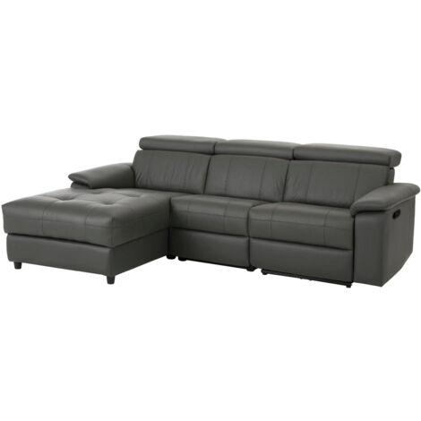 Tanaro-Chaise longue Canapé 3 places droite avec fonction manuelle en cuirPU gris