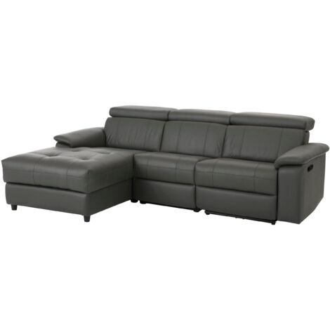 Tanaro-Chaise Longue Canapé 3 Places Gauche avec Fonction Manuel en CuirGris Pu