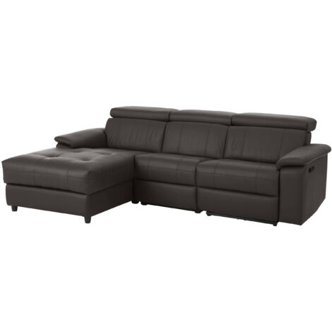Tanaro-Chaise Longue Canapé 3 Places Gauche avec Fonction Manuel en PU Marron