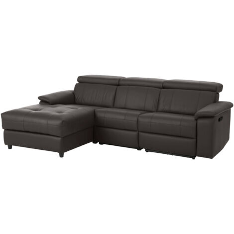 Tanaro-Chaise Longue Canapé 3 Places Gauche avec Fonction Manuelle en PU Marron