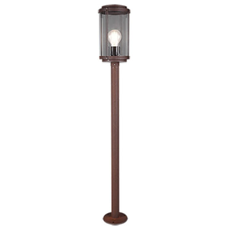 TANARO PALO ALTO DA ESTERNO FUSIONE DI ALLUMINIO EFFETTO RUGGINE CON DIFFUSORE VETRO TRASPARENTE IP44 H.100CM. E27