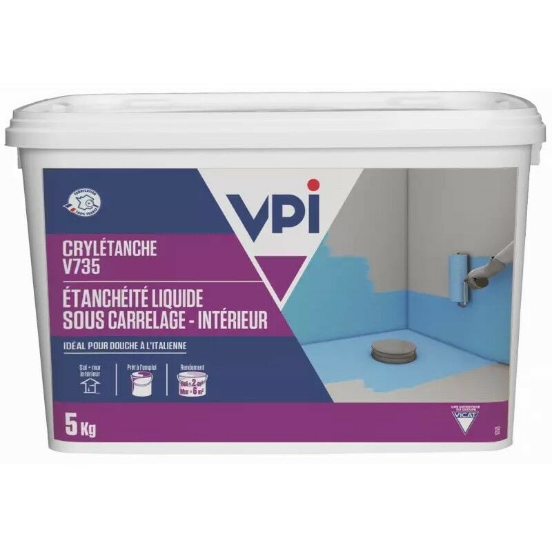 Tanchéité liquide sous carrelage VPI crylétanche V735 sel idéal pour douche italienne Conditionnement: 5 kg