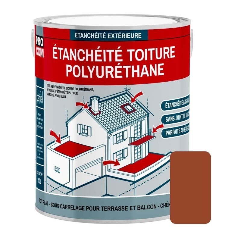 Tanchéité toiture polyuréthane - Étanchéité toit terrasse, toit plat Procom 8d4931 3.5 Kg