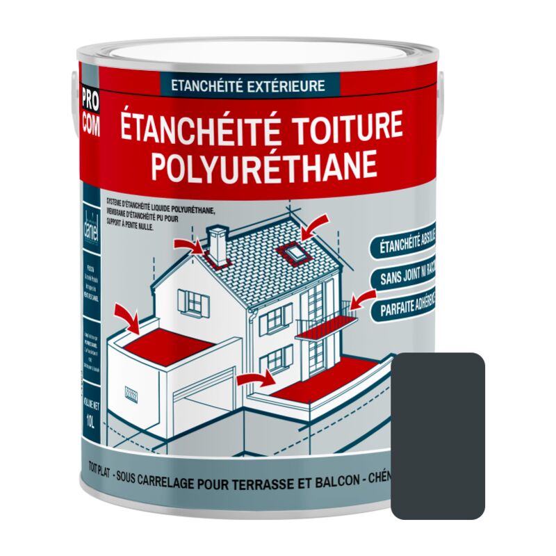 Étanchéité toiture polyuréthane - Étanchéité toit terrasse, toit plat PROCOM 383e42 3.5 Kg