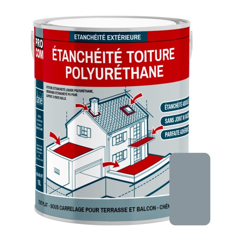 Tanchéité toiture polyuréthane - Étanchéité toit terrasse, toit plat Procom 8c969d 3.5 Kg