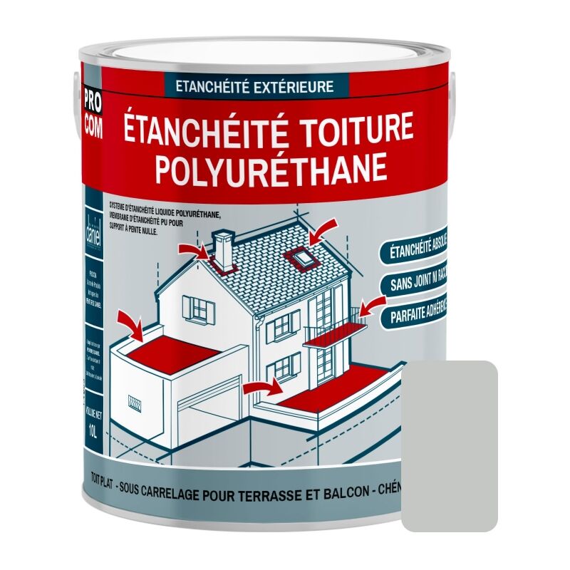 Procom - tanchéité toiture polyuréthane - Étanchéité toit terrasse, toit plat c5c7c4 3.5 Kg