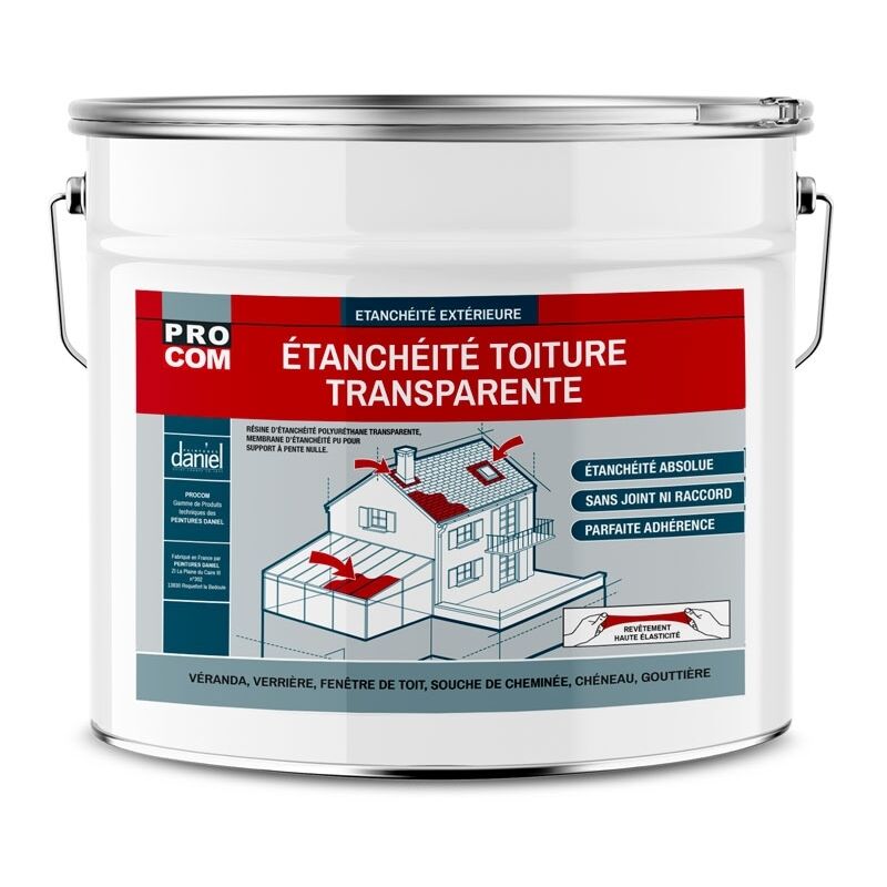 Tanchéité transparente polyuréthane - Résine d'étanchéité transparente toiture, véranda, verrière, serre Procom