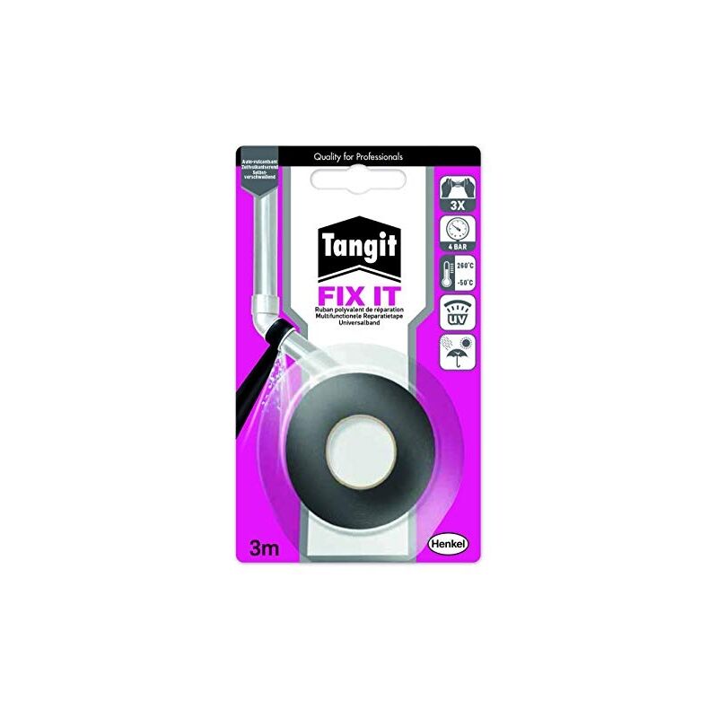 Ruban auto-soudant en élastomère pour étanchéité et réparation de flexible et tuyaux, gris, bobine de 3M tangit fix it 3M