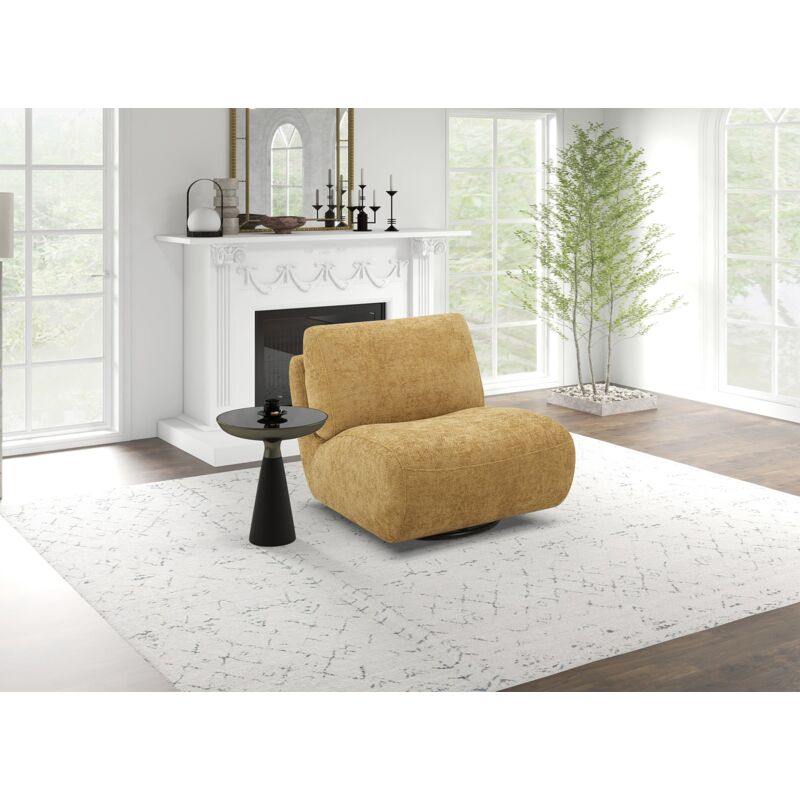 Deco In Paris - tango - Fauteuil pivotant en velours chiné jaune tango