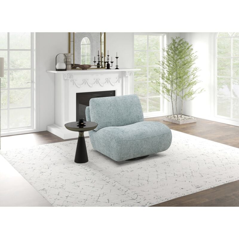 Deco In Paris - tango - Fauteuil pivotant en velours chiné vert d'eau tango