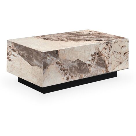 TANIA - Table basse rectangulaire marbre d'ingénierie beige et marron