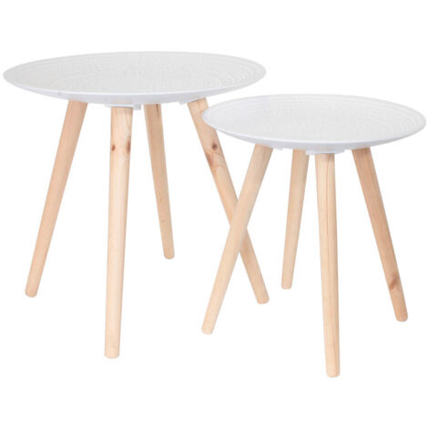 TANIA - Tables Gigognes Blanches Motif Gouttelettes