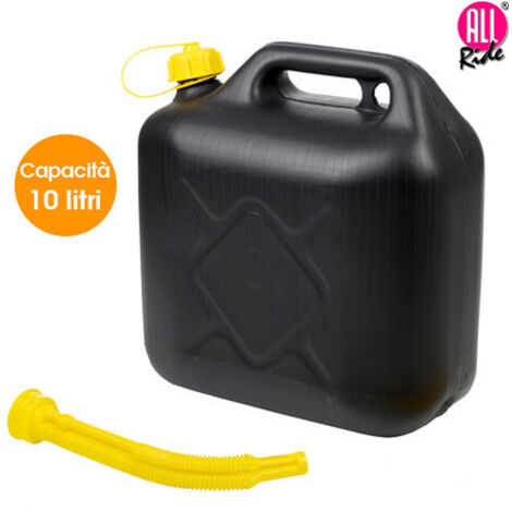 Tanica 10 litri con Tubo Flessibile per Benzina Acqua Carburante Nero All Ride