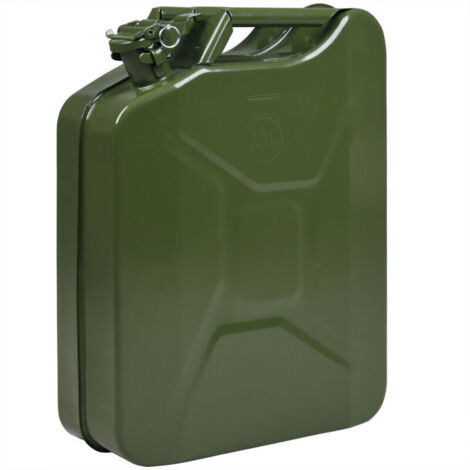 Tanica in metallo da 20 litri omologata per lo stoccaggio di liquidi quali gasolio, olio, auto e moto.